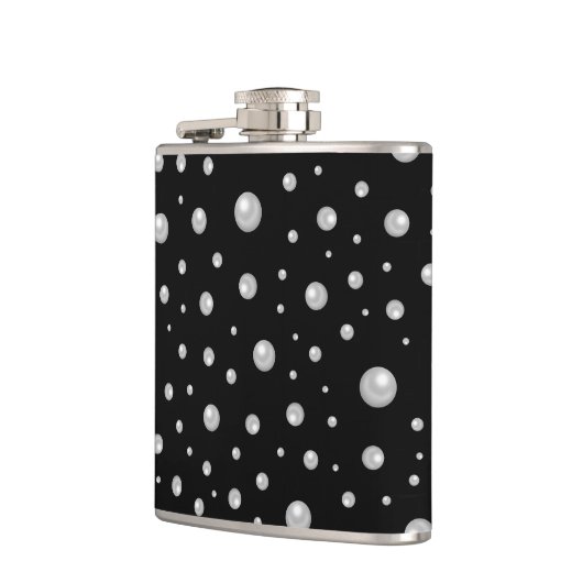 Pearl Pattern on Black Background Flachmann (Links)