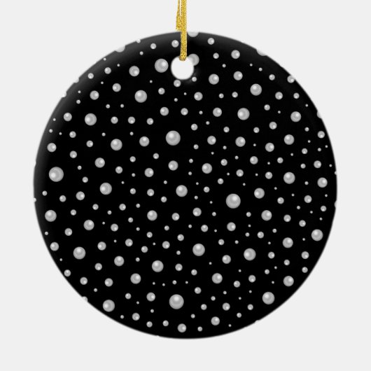 Pearl Pattern on Black Background Keramik Ornament (Hinten)
