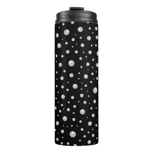 Pearl Pattern on Black Background Thermosbecher (Vorderseite)