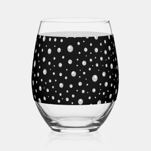 Pearl Pattern on Black Background Weinglas Ohne Stiel (Vorderseite)