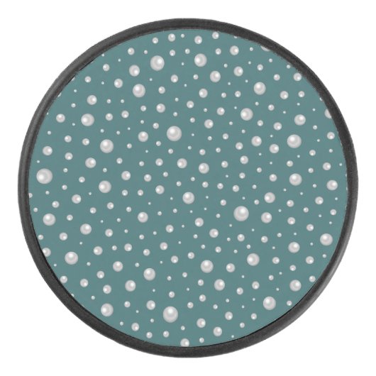 Pearl Pattern on Transformative Teal Background Eishockey Puck (Vorderseite)