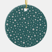 Pearl Pattern on Transformative Teal Background Keramik Ornament (Vorne)