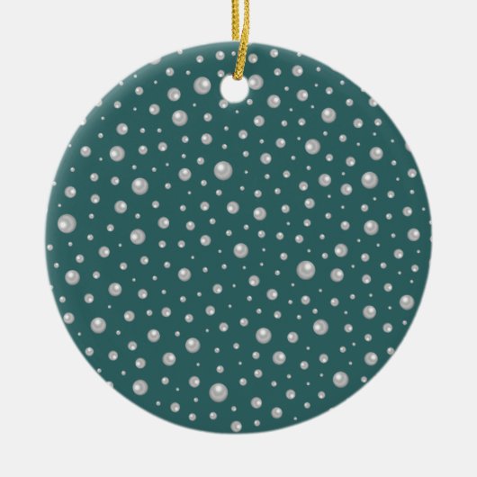 Pearl Pattern on Transformative Teal Background Keramik Ornament (Vorne)