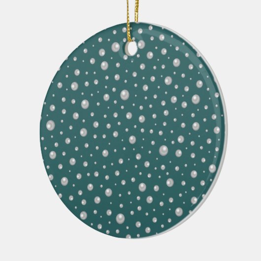 Pearl Pattern on Transformative Teal Background Keramik Ornament (Links)