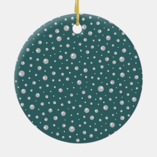 Pearl Pattern on Transformative Teal Background Keramik Ornament (Hinten)