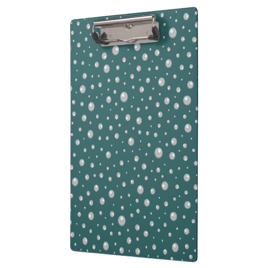 Pearl Pattern on Transformative Teal Background Klemmbrett (Links)
