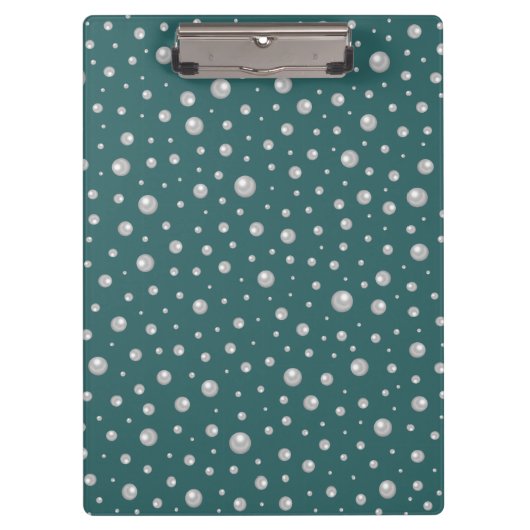 Pearl Pattern on Transformative Teal Background Klemmbrett (Vorderseite)