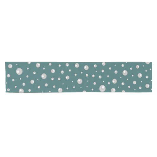 Pearl Pattern on Transformative Teal Background Kurzer Tischläufer (Horizontal)
