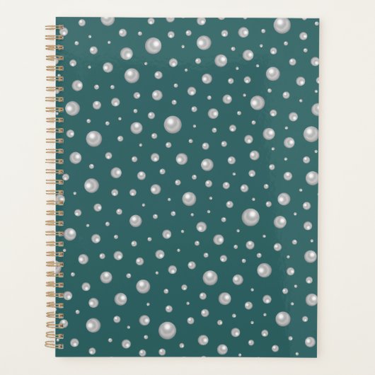 Pearl Pattern on Transformative Teal Background Planer (Vorderseite)