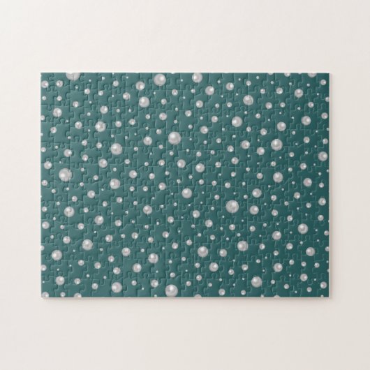 Pearl Pattern on Transformative Teal Background Puzzle (Horizontal)