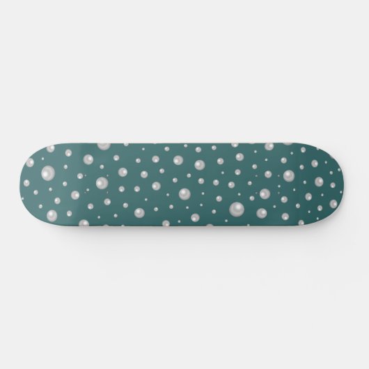 Pearl Pattern on Transformative Teal Background Skateboard (Horizontal)