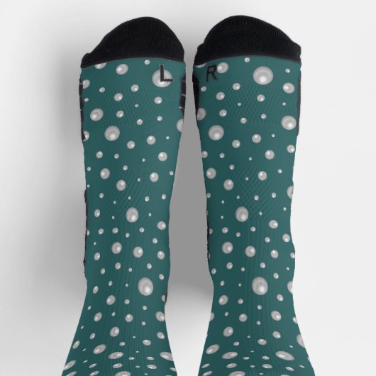 Pearl Pattern on Transformative Teal Background Socken (Oben)