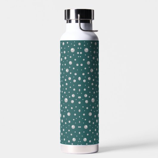 Pearl Pattern on Transformative Teal Background Trinkflasche (Links)