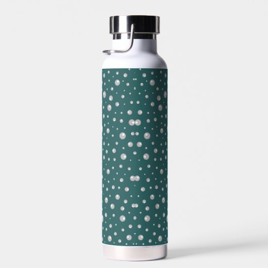 Pearl Pattern on Transformative Teal Background Trinkflasche (Rechts)