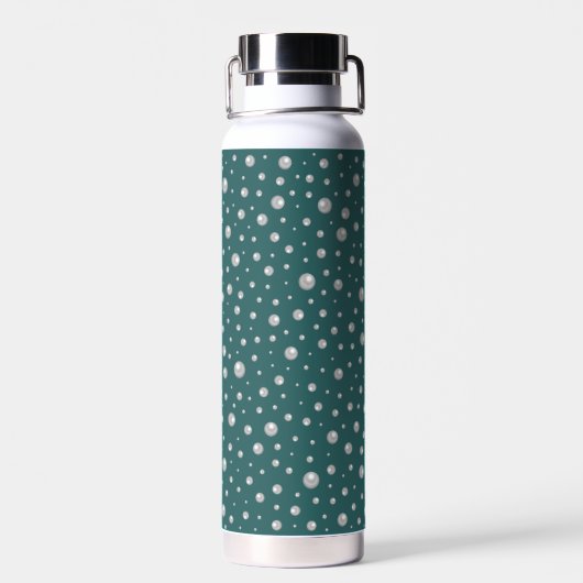 Pearl Pattern on Transformative Teal Background Trinkflasche (Rückseite)