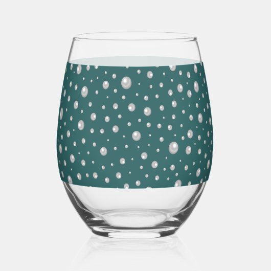Pearl Pattern on Transformative Teal Background Weinglas Ohne Stiel (Vorderseite)
