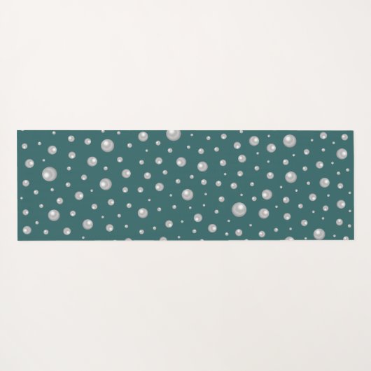 Pearl Pattern on Transformative Teal Background Yogamatte (Rückseite (Horizontal))