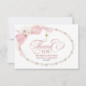 Pearl Pink Boho Erste Heilige Kommune Dankeskarte (Vorderseite)