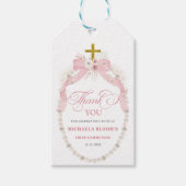 Pearl Pink Boho Erste Heilige Kommune Vielen Dank Geschenkanhänger (Vorderseite)