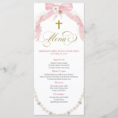 Pearl Pink Boho Erste Kommunion Karte (Vorderseite)