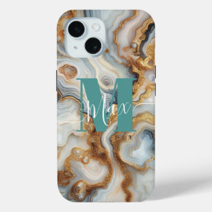 Pearl Pink Botswana Agate Golden Custom Monogram Case-Mate iPhone Hülle