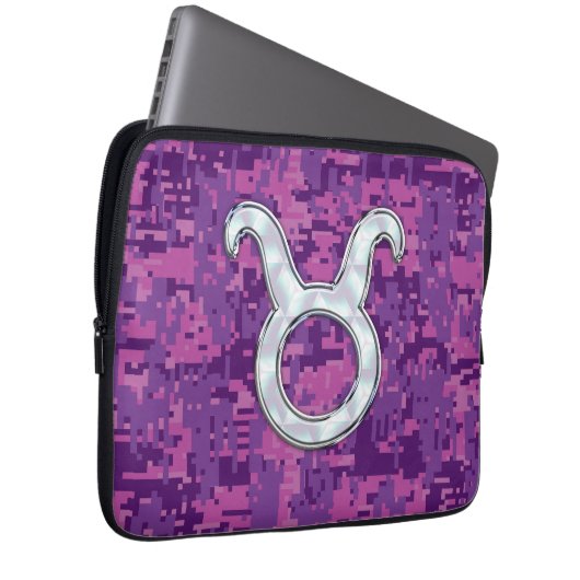 Pearl Pink Taurus Zodiac Sign auf der digitalen Ca Laptopschutzhülle (Vorne Rechts)