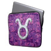 Pearl Pink Taurus Zodiac Sign auf der digitalen Ca Laptopschutzhülle (Vorderseite Links)