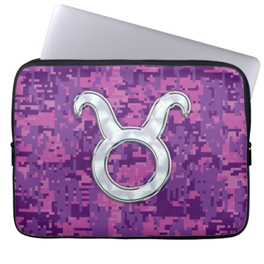 Pearl Pink Taurus Zodiac Sign auf der digitalen Ca Laptopschutzhülle (Vorderseite)