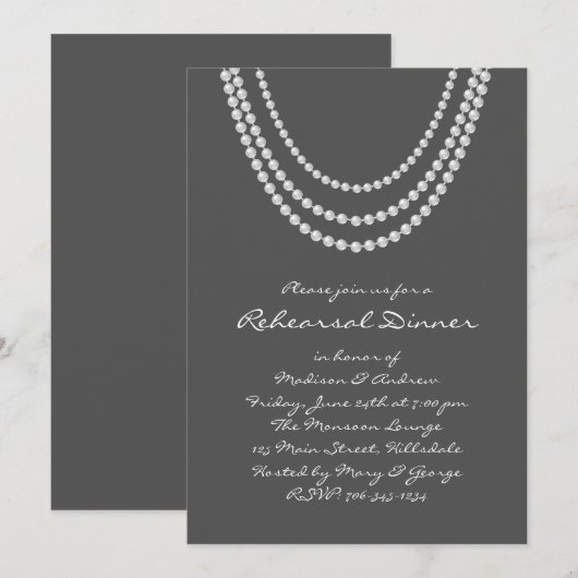 Pearl Probe Dinner 1920 Einladung grau (Vorne/Hinten)