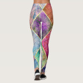 Pearl Rainbow Gefärbte Krawatte Harlequin Herringb Leggings (Rückseite)