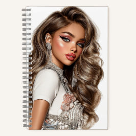 Pearl & Rhinestone Glam Girl Spiral Notebook Notizblock