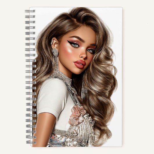 Pearl & Rhinestone Glam Girl Spiral Notebook Notizblock (Vorderseite)