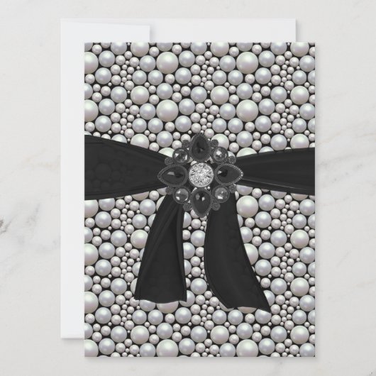 Pearl Ribbon & Kristall Einladung (Vorderseite)