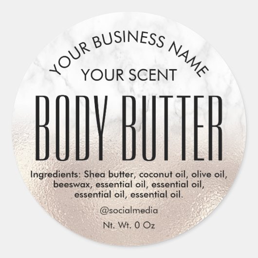 Pearl Rose Foil Marmorkarosserietetiketten Runder Aufkleber (Vorderseite)