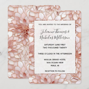 Pearl Rose Gold Floral Wedding Einladung