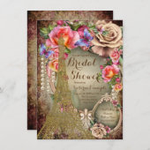 Pearl Rose Vintag Paris Brautparty Einladung (Vorne/Hinten)