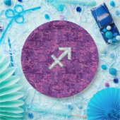 Pearl Sagittarius Zodiac Sign Fuchsia Digitale Cam Pappteller (Party)