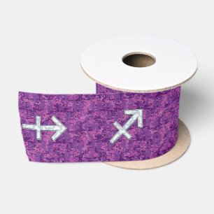 Pearl Sagittarius Zodiac Sign Fuchsia Digitale Cam Satinband
