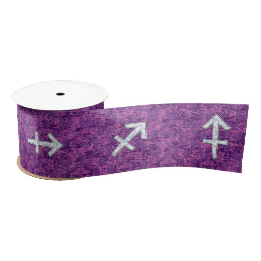 Pearl Sagittarius Zodiac Sign Fuchsia Digitale Cam Satinband (Spule)
