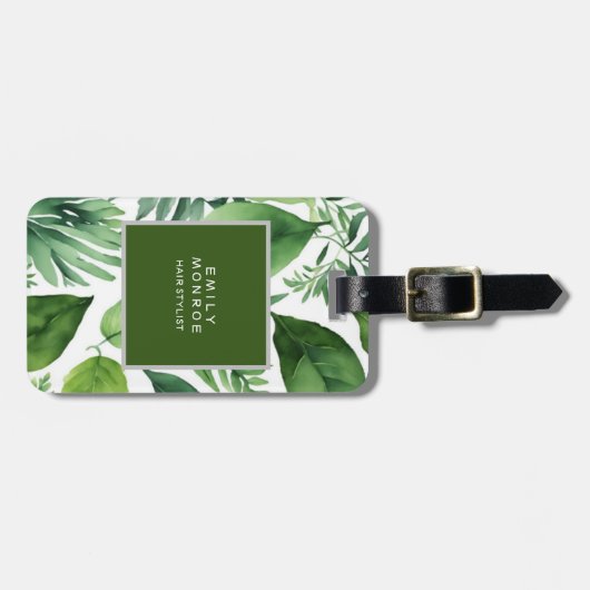 Pearl Schlicht Moderne Minimalistische Blumengrün Gepäckanhänger (Vorderseite horizontal)