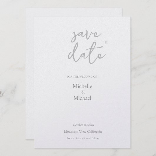 Pearl Shimmer Hochzeit Minimalistisch modern Save The Date (Vorne/Hinten)