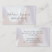 Pearl Shimmer Monogram Makeup Artist Business Card Visitenkarte (Vorne/Hinten)