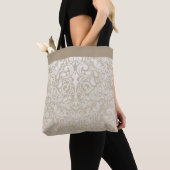 Pearl Silver Damask Muster Tote Beutel Tasche (Von Nahem)