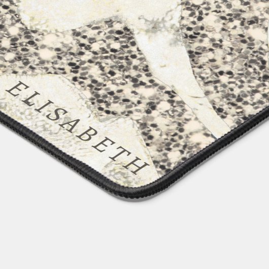 Pearl Silver Glitzer Zebra Name oder Monogramm hin Schreibtischunterlage (Ecke)