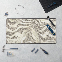 Pearl Silver Glitzer Zebra Name oder Monogramm hin Schreibtischunterlage