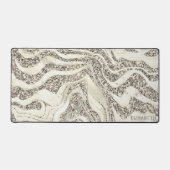 Pearl Silver Glitzer Zebra Name oder Monogramm hin Schreibtischunterlage (Vorderseite)