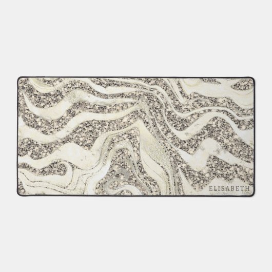 Pearl Silver Glitzer Zebra Name oder Monogramm hin Schreibtischunterlage (Vorderseite)