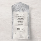 Pearl Silver Leopard Print Glitzer All In One Einladung (Innen Boden)