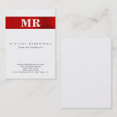 Pearl Stylish Monogram Red White Business Card Visitenkarte (Vorne/Hinten)