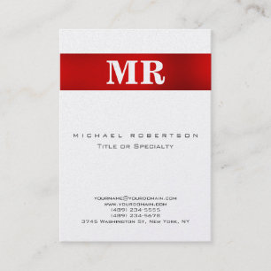 Pearl Stylish Monogram Red White Business Card Visitenkarte